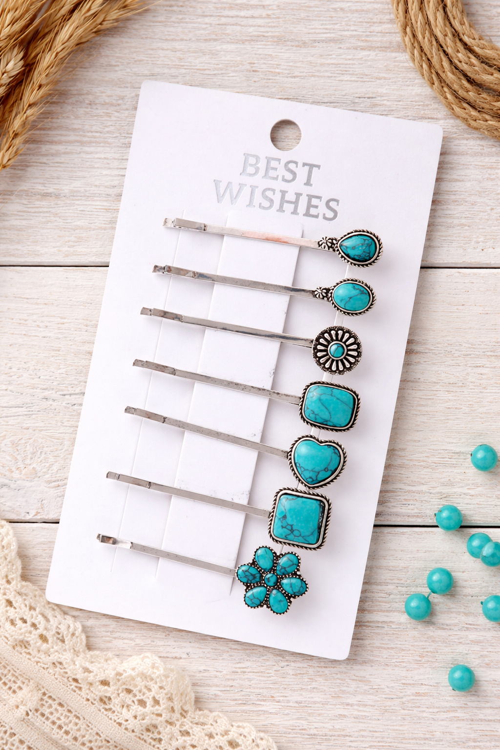 Turquoise Hair Clip Set