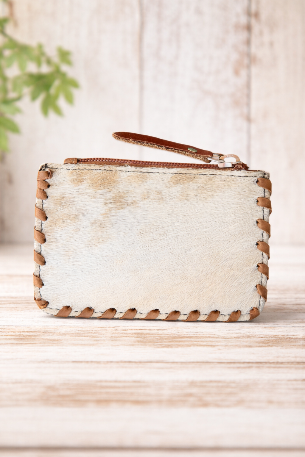Turquoise Flower Tooled Cowhide Coin Purse
