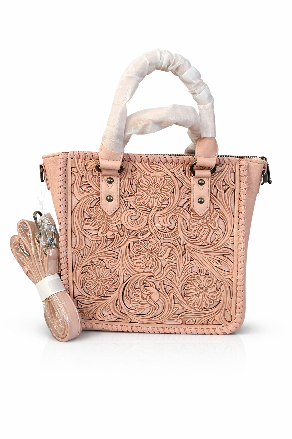 Blush Tooled Leather Purse