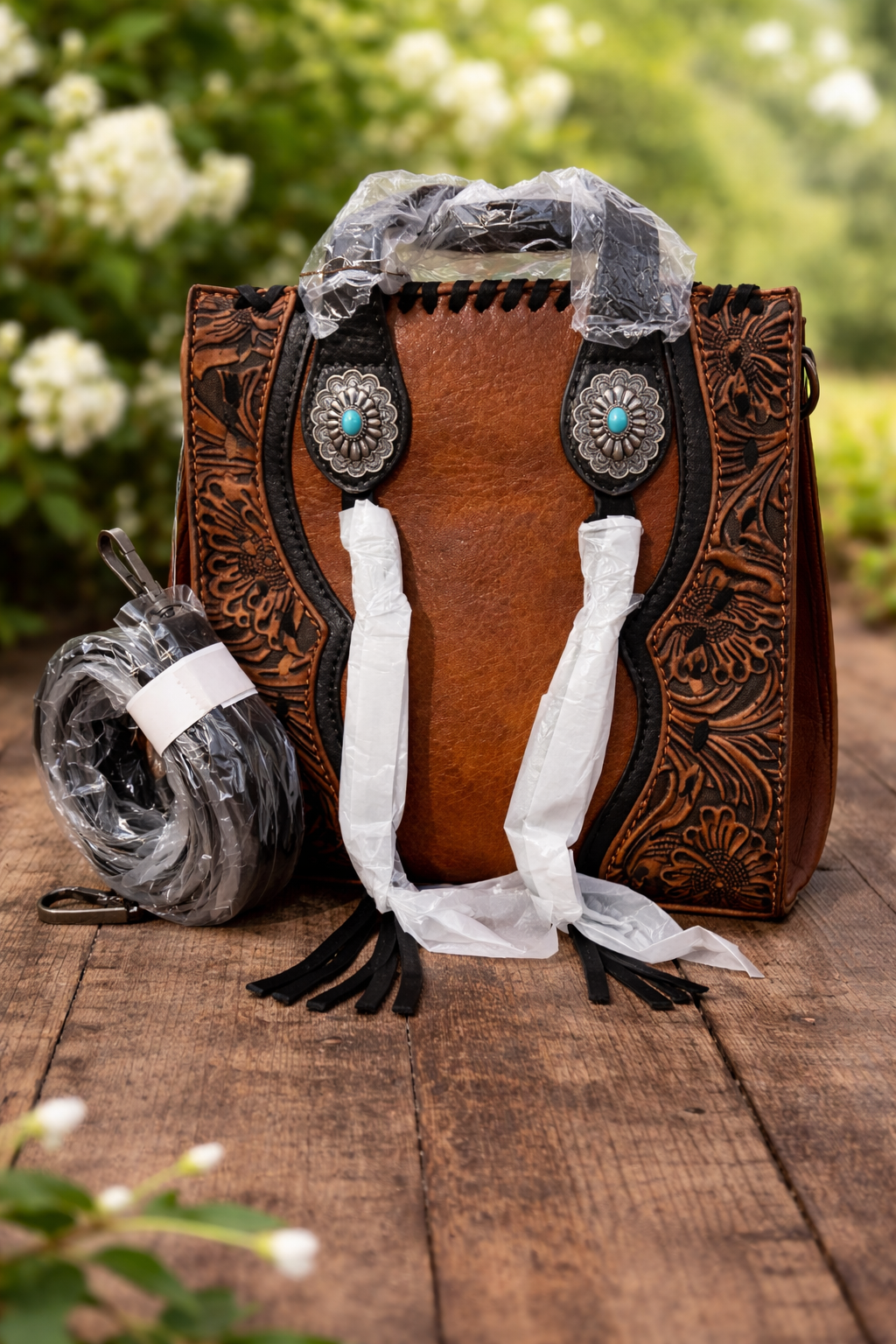 Trinity Ranch Floral Tooled Mini Crossbody