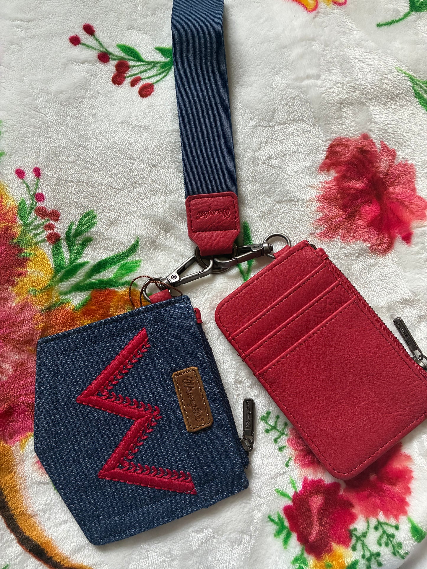 Wrangler Logo “W” Embroidered Dual Pouch Wristlet