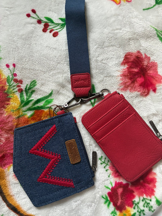 Wrangler Logo “W” Embroidered Dual Pouch Wristlet