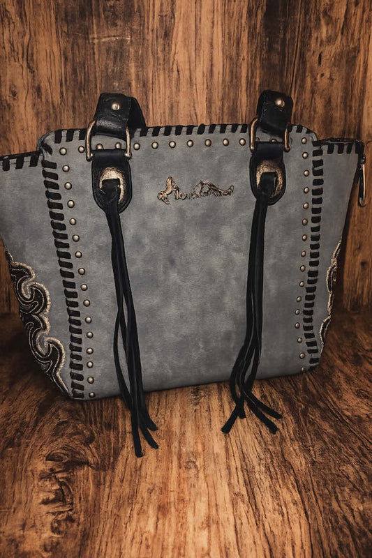 Montana West Leather Tote Bag with Fringe